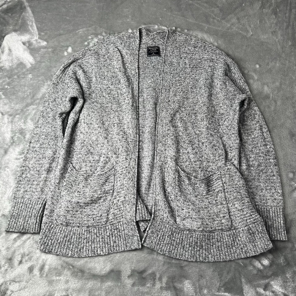 Abercrombie & Fitch Cardigan Women Size XLGray Marled Knit Open Front Sweater